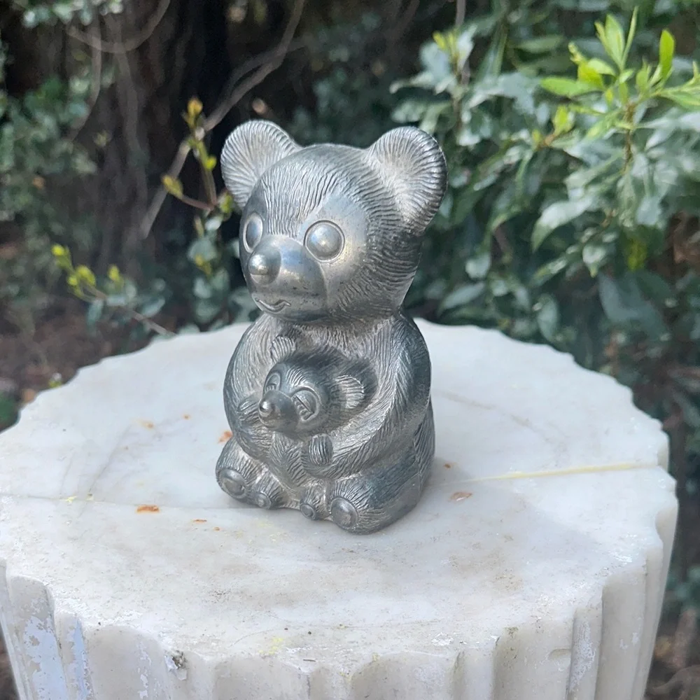 🐻🤎Vintage Metallic Bear Mom & Baby Figurine Decorative Bank 🐻 Beartastic!! 🤎